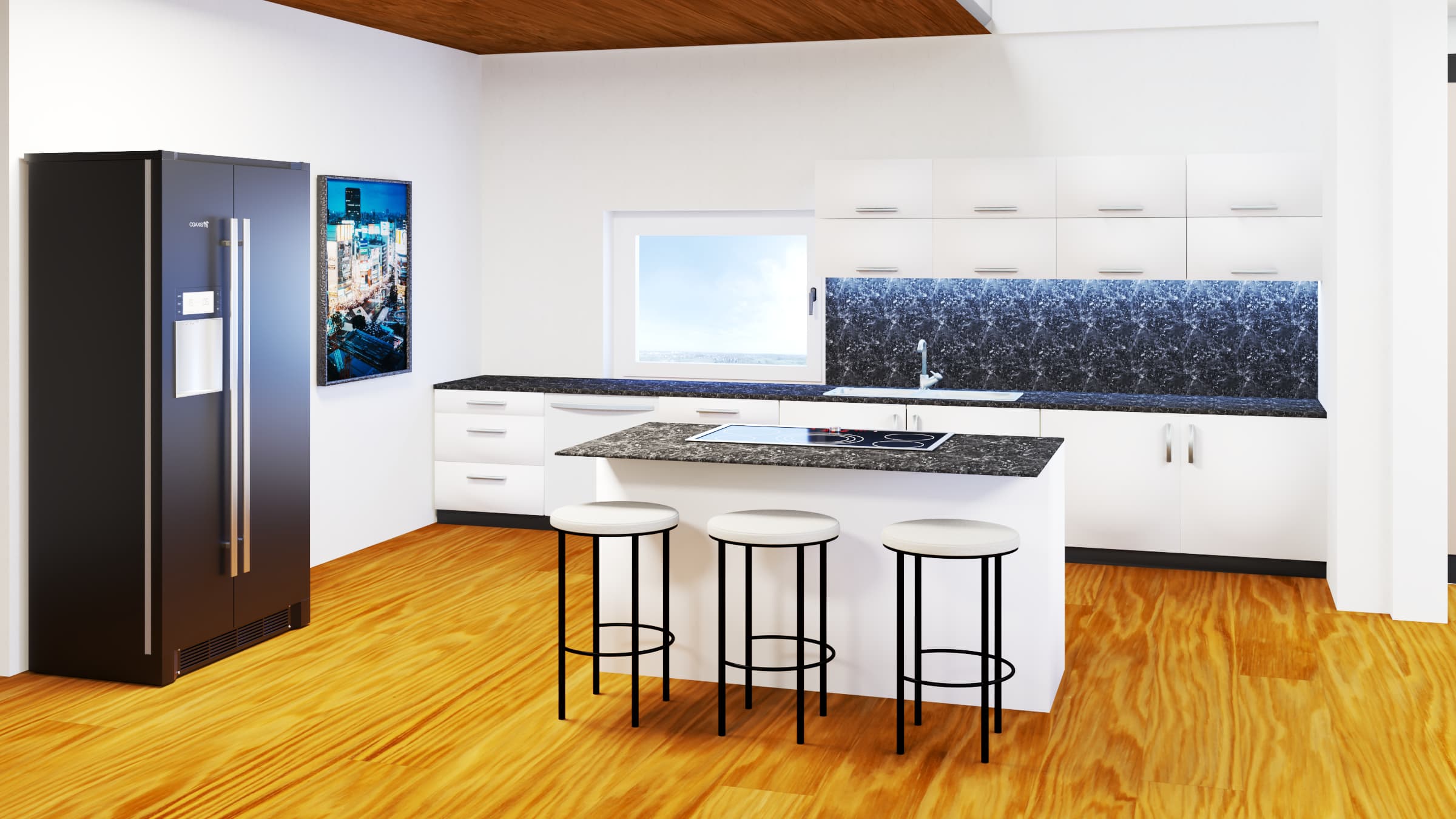 Projekt Plattenstrasse Visualisierung Innenansicht Küche 4.5 Zimmer Wohnung loading=